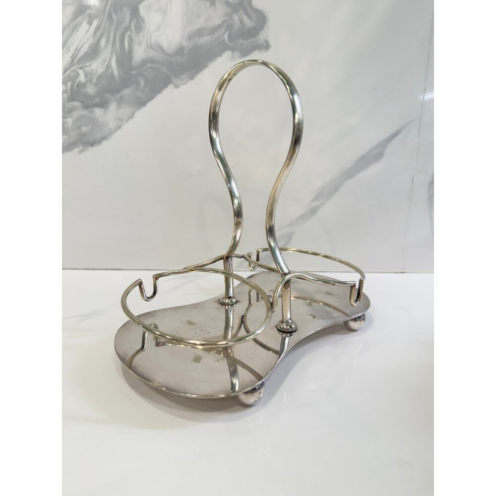 William Adams Silverplate Double Condiment Caddy Stand Vintage English Tableware - Picture 2 of 9